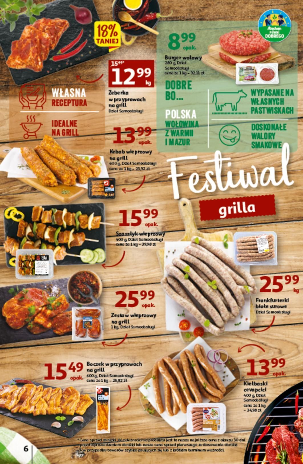 Auchan Żeberka w przyprawach na grill auchan różnorodne (logo czerwone) oferta