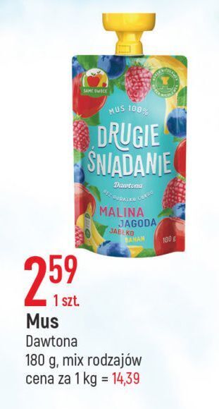 E.Leclerc Mus malina jagoda jabłko banan drugie śniadanie oferta