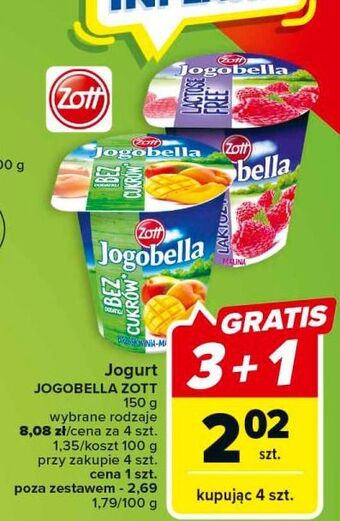 Carrefour Jogurt malinowy bez laktozy zott jogobella oferta