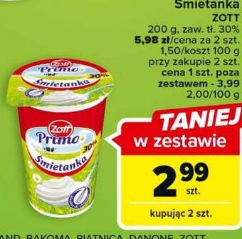 Carrefour Śmietanka 30 % zott primo oferta