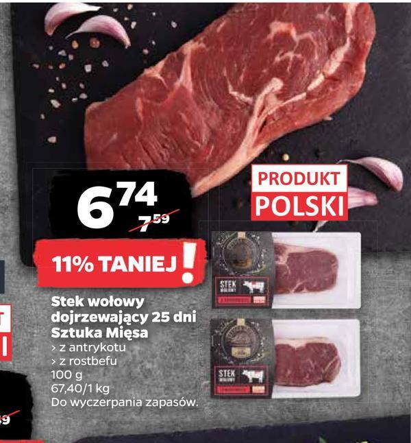 Netto Stek wołowy dojrzewający 25 dni sztuka mięsa oferta