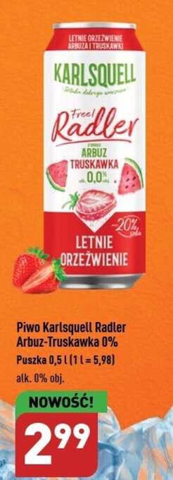 ALDI Piwo Karlsquell Radler Arbuz-Truskawka 0% 0,5 l oferta