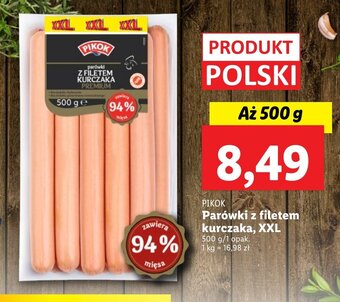 Lidl PIKOK Parówki z filetem kurczaka, XXL 500 g/1 opak. oferta