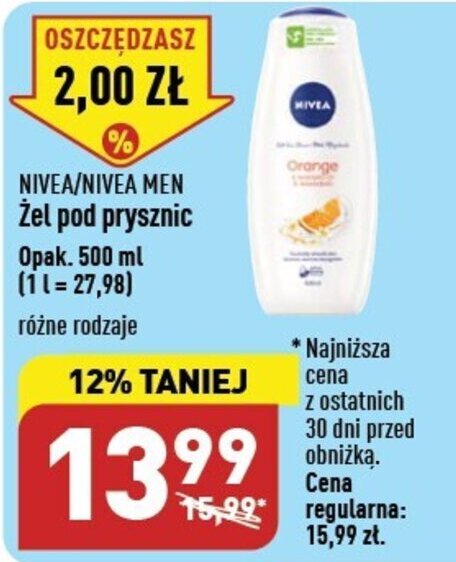 ALDI NIVEA/NIVEA MEN Żel pod prysznic 500 ml oferta