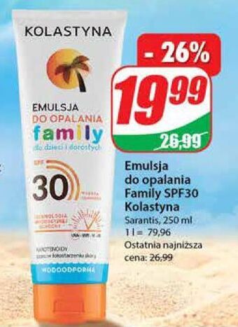 Dino Emulsja do opalania spf 30 kolastyna family oferta