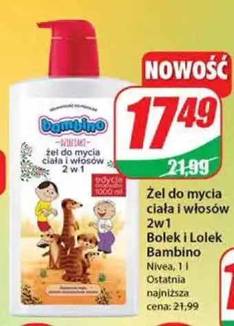 Dino Żel do mycia ciała i włosów 2w1 bolek lolek surykatki bambino dzieciaki oferta