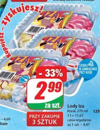 Dino Lody śmietankowo-cytrynowo-truskawkowo-czekoladowe z sosem porzeczkowym koral iza oferta