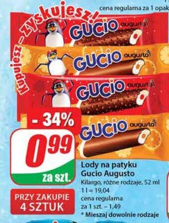 Dino Lód o smaku ananasowym w polewie pomarańczowej i kakaowej augusto gucio oferta