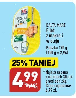 ALDI BALTA MARE Filet z makreli w oleju oferta