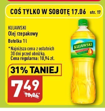 ALDI KUJAWSKI Olej rzepakowy Butelka 1 l oferta
