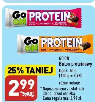 ALDI Baton proteinowy żurawinowy 25% sante go on! protein oferta