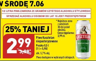 ALDI Piwo kasztelan niepasteryzowane oferta