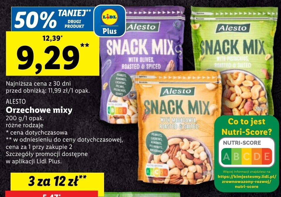 Lidl Alesto Orzechowe mixy 200g oferta