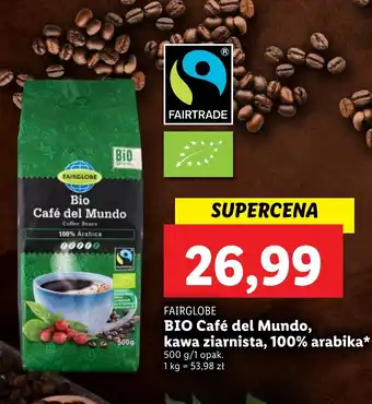 Lidl FAIRGLOBE BIO Café del Mundo, kawa ziarnista, 100% arabika* oferta