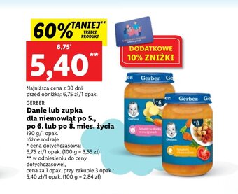 Lidl Gerber Danie lub zupka dla niemowląt po 5., po 6. lub po 8. mies. życia 190 g/1 opak. oferta