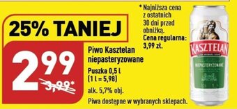 ALDI Piwo Kasztelan niepasteryzowane 0,5l oferta