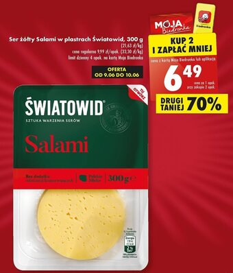 Biedronka Ser żółty Salami w plastrach Światowid, 300 g oferta