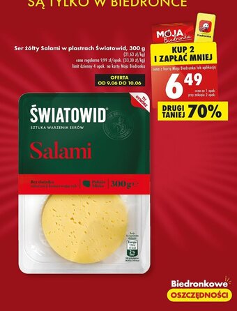 Biedronka Ser żółty Salami w plastrach Światowid, 300 g oferta