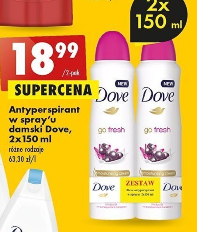 Biedronka Antyperspirant damski Dove, 2x 150 ml oferta