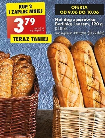 Hot dog z parówką Berlinką i sosem, 120 g