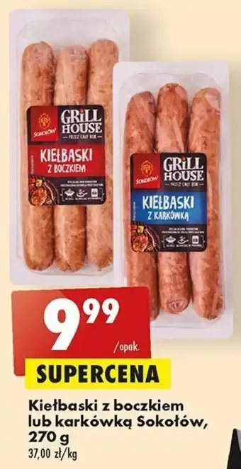 Biedronka Kiełbaski z boczkiem lub karkówką Sokołów, 270 g oferta