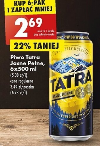 Piwo Tatra Jasne Pełne, 500 ml