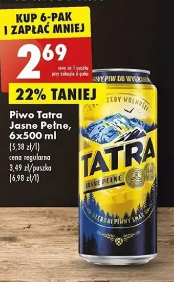 Biedronka Piwo Tatra Jasne Jasne Pełne, 6x500 ml oferta