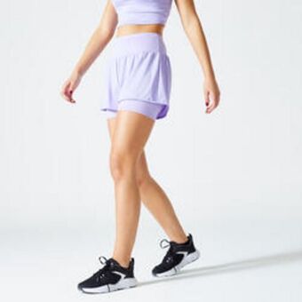 Decathlon Spodenki fitness cardio damskie domyos 2 w 1 oferta