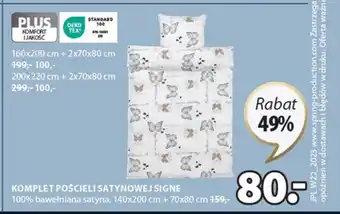 JYSK KOMPLET POŚCIELI SATYNOWEJ SIGNE 140x200cm + 70x80cm oferta