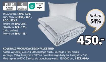 JYSK KOŁDRA Z PUCHU KACZEGO FALKETIND oferta