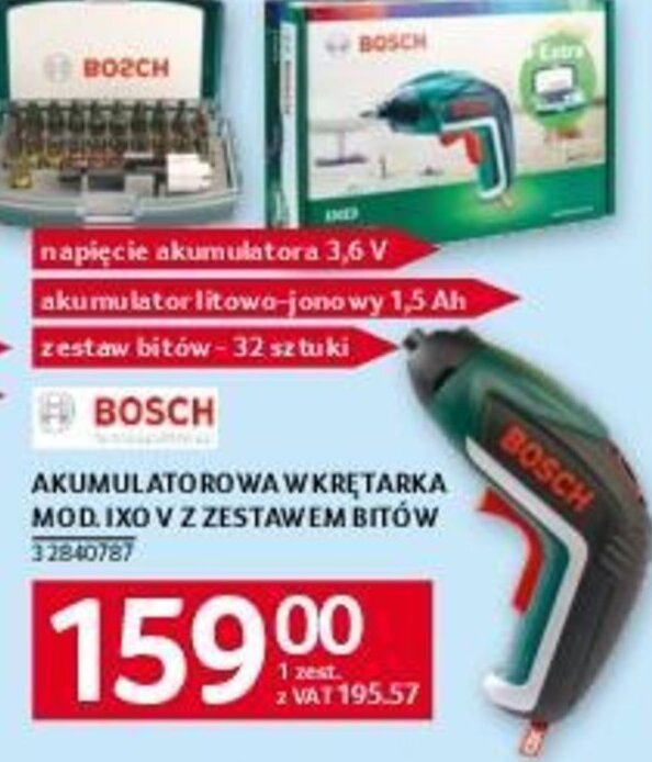 Selgros AKUMULATOROWA W KRĘTARKA MOD. IXO V Z ZESTAWEM BITÓW oferta