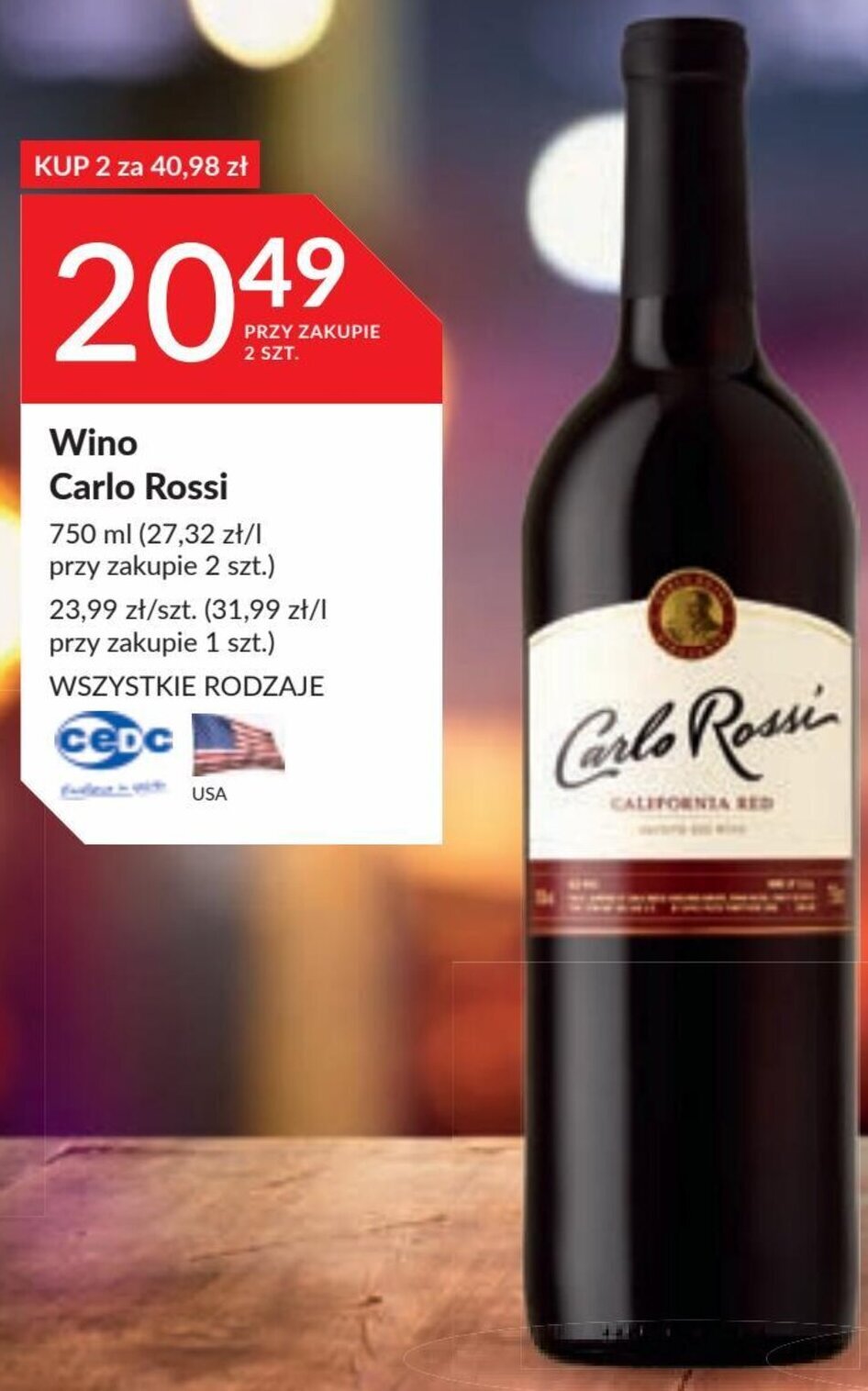 Stokrotka Wino Carlo Rossi 750 ml oferta