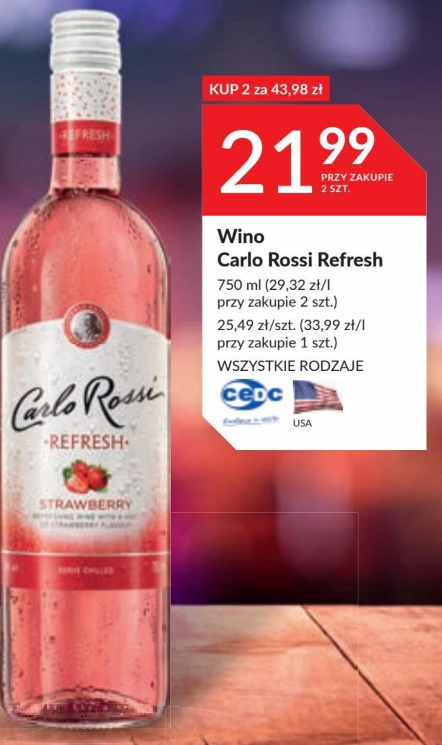 Stokrotka Wino Carlo Rossi Refresh 750 ml oferta