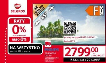 Selgros PHILIPS TELEWIZOR LED 65" 65PUS8007/12 oferta