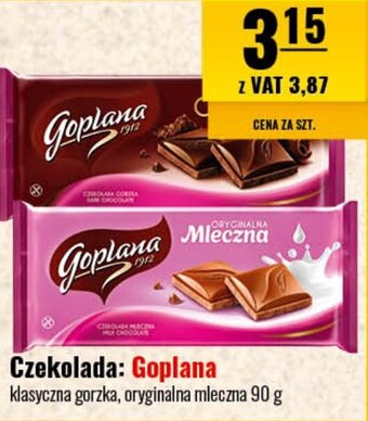Eurocash Czekolada: Goplana klasyczna gorzka, oryginalna mleczna 90 g oferta