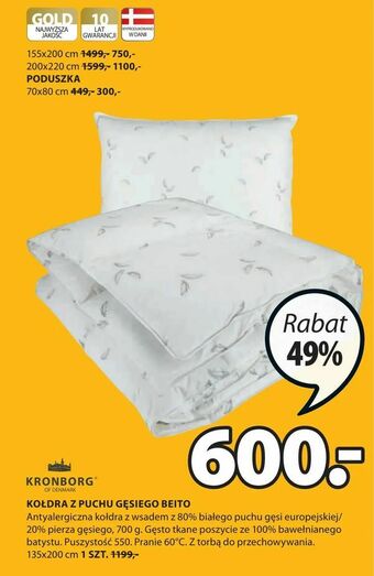 JYSK Kołdra z puchu gęsiego beito oferta