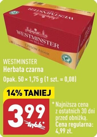 ALDI WESTMINSTER Herbata czarna 50x1,75g oferta