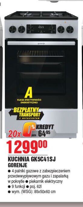 E.Leclerc Kuchnia gazowo-elektryczna gk5c41sj gorenje oferta
