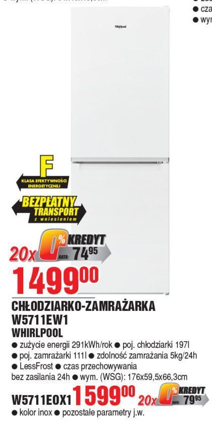 E.Leclerc Chłodziarko-zamrażarka w5711ew1 whirlpool oferta