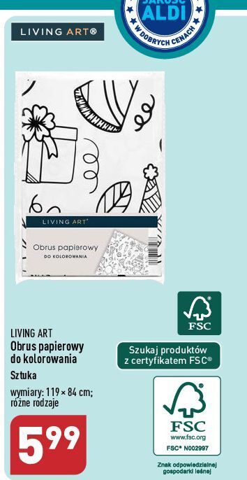 ALDI Obrus papierowy 119 x 84 cm living art oferta