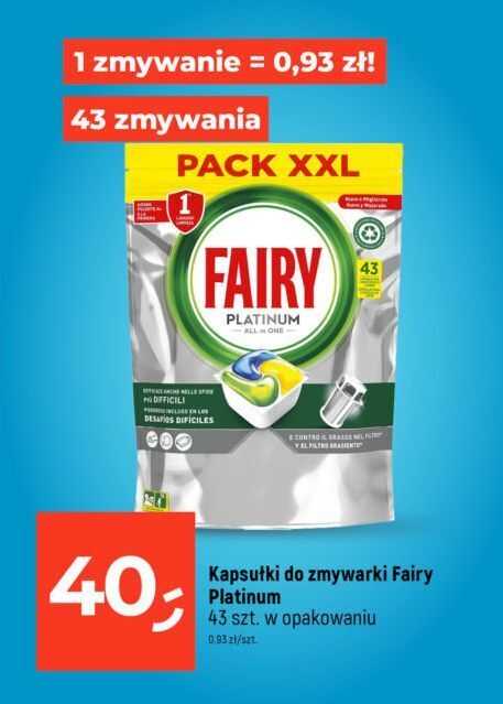 Dealz Tabletki do zmywarki lemon fairy platinium all in 1 oferta