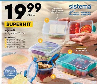 Biedronka Pojemnik na lunch to go 1.4 l sistema oferta