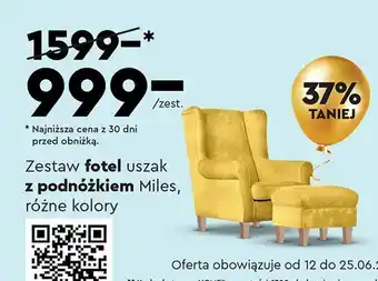 Biedronka Fotel uszak z podnóżkiem miles oferta