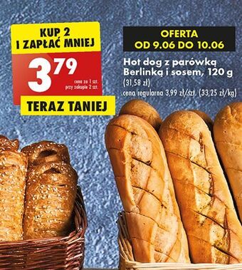 Biedronka Hot dog z parówką berlinką i sosem oferta