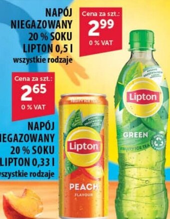 Eurocash NAPÓJ NIEGAZOWANY 20% SOKU LIPTON 0,5 l oferta