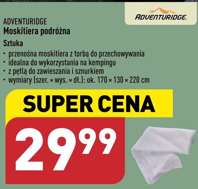 ALDI ADVENTURIDGE Moskitiera podróżna Sztuka oferta