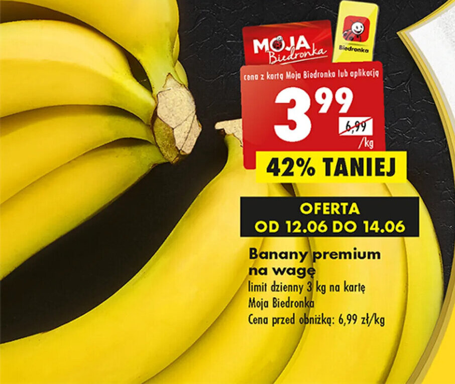 Biedronka Banany premium na wagę 1 kg oferta