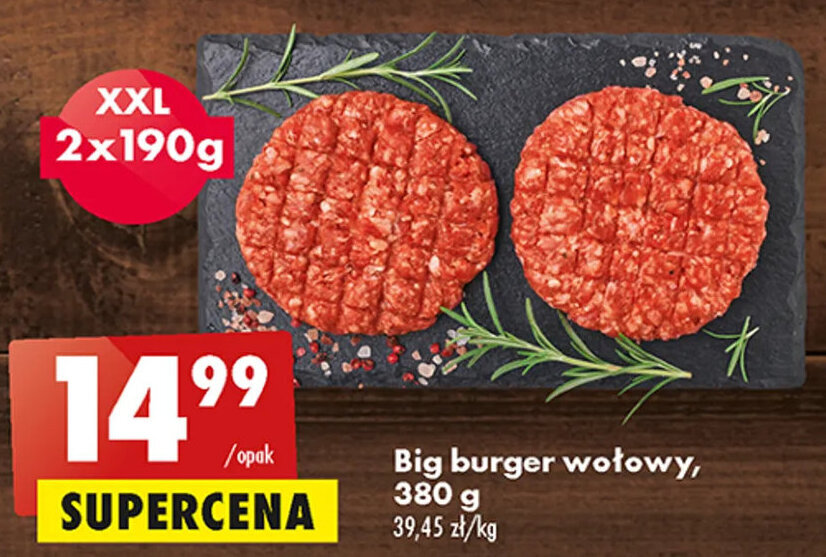 Biedronka Big burger wołowy, 380 g oferta