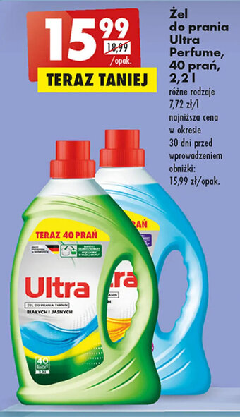 Biedronka Żel do prania Ultra Perfume, 40 prań, 2.2 l oferta