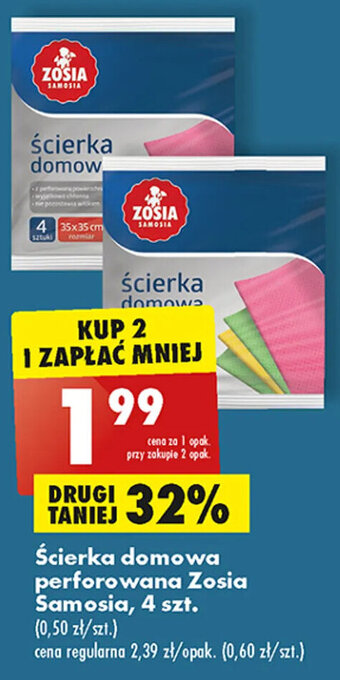 Biedronka Ścierka domowa perforowana Zosia Samosia, 4 szt. oferta